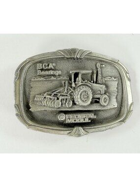 Vintage BCA Bearings Federal Mogul Tractor Pewter Belt Buckle Farming USA